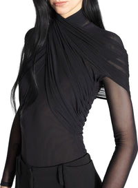 BLACK // black layered halter bodysuit