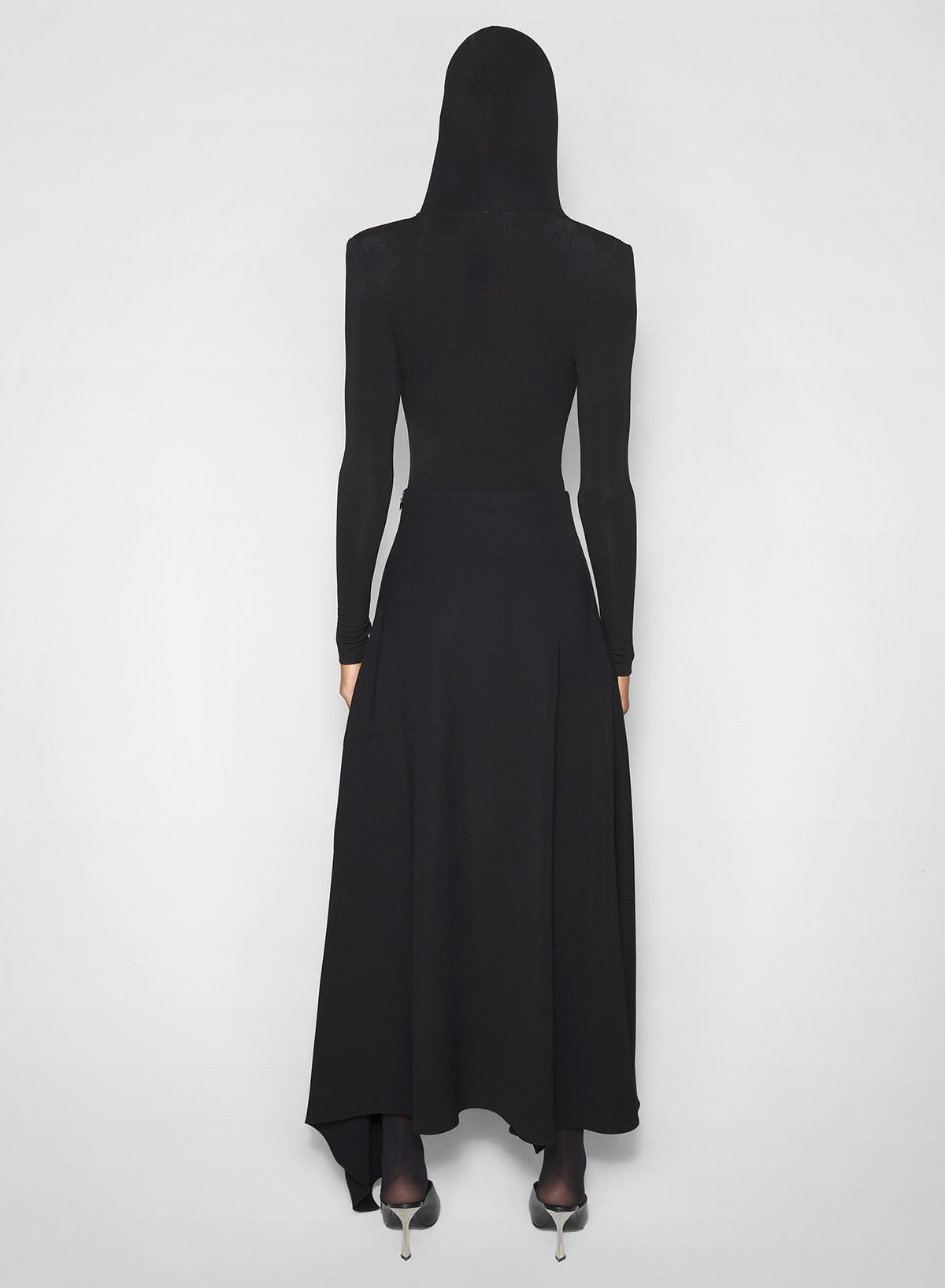 BLACK // black hooded v-neck bodysuit