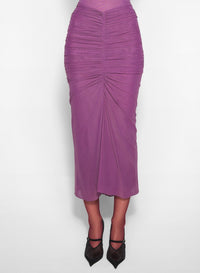 ANTIQUE PINK // pink ruched mesh skirt