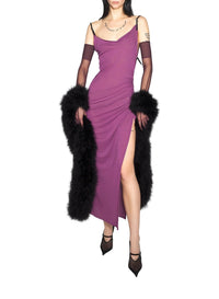 ANTIQUE PINK // pink asymmetrical buckled strap dress