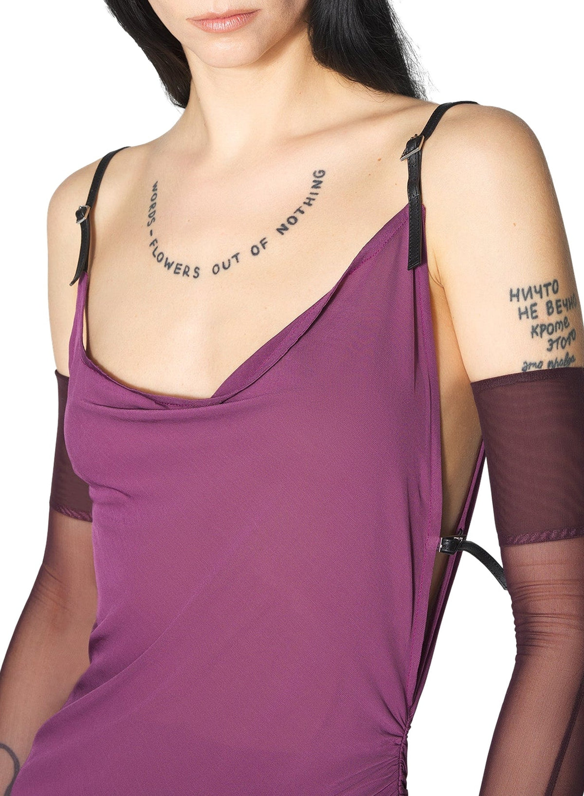 ANTIQUE PINK // pink asymmetrical buckled strap dress