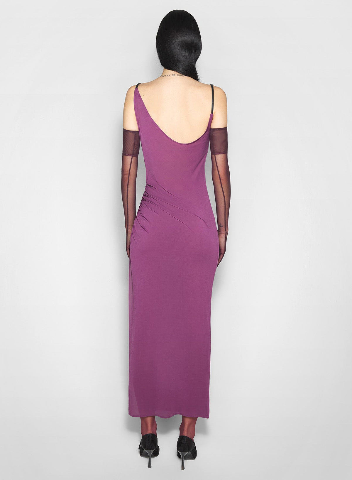 ANTIQUE PINK // pink asymmetrical buckled strap dress