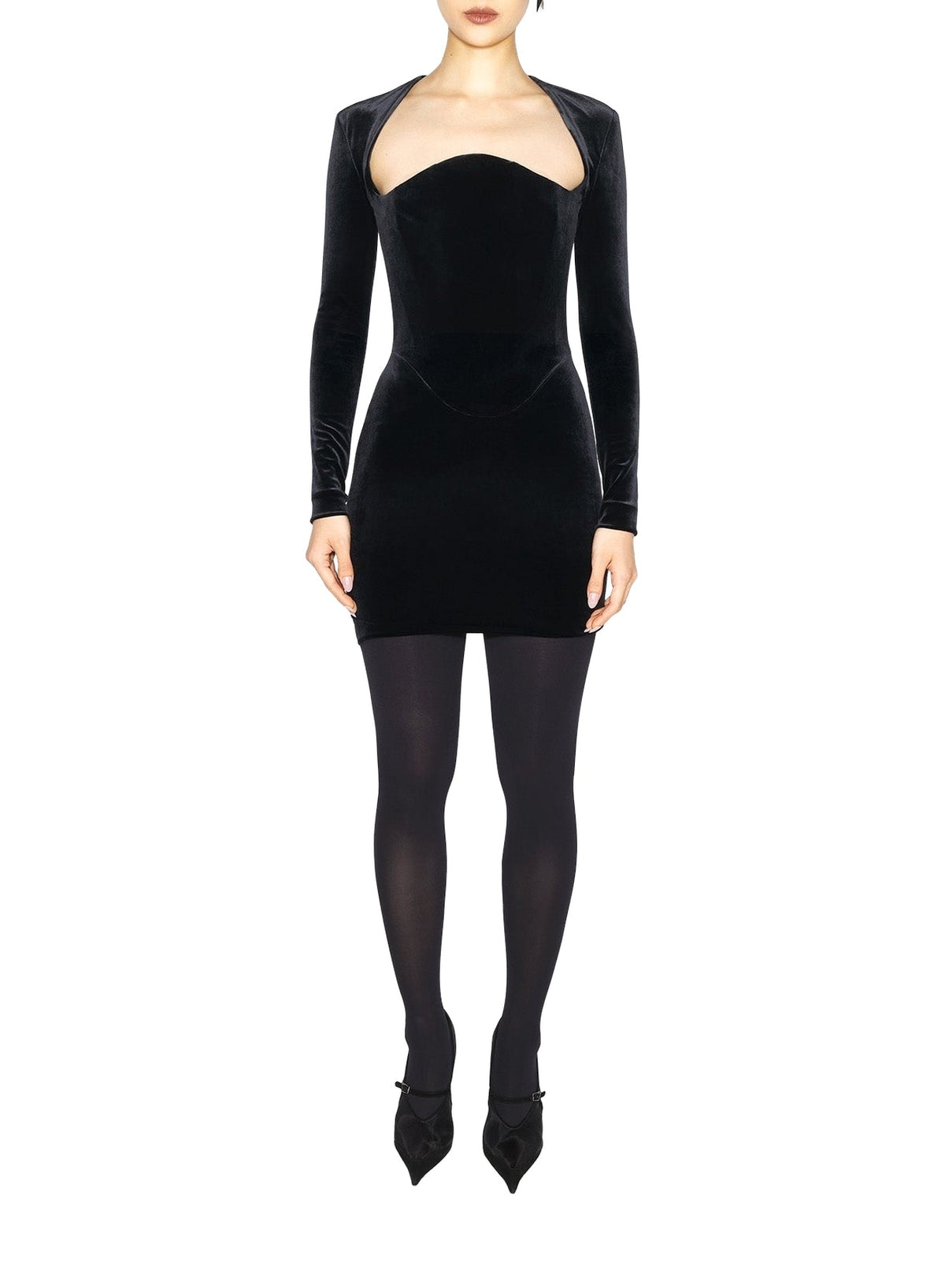 BLACK // black velvet mini dress