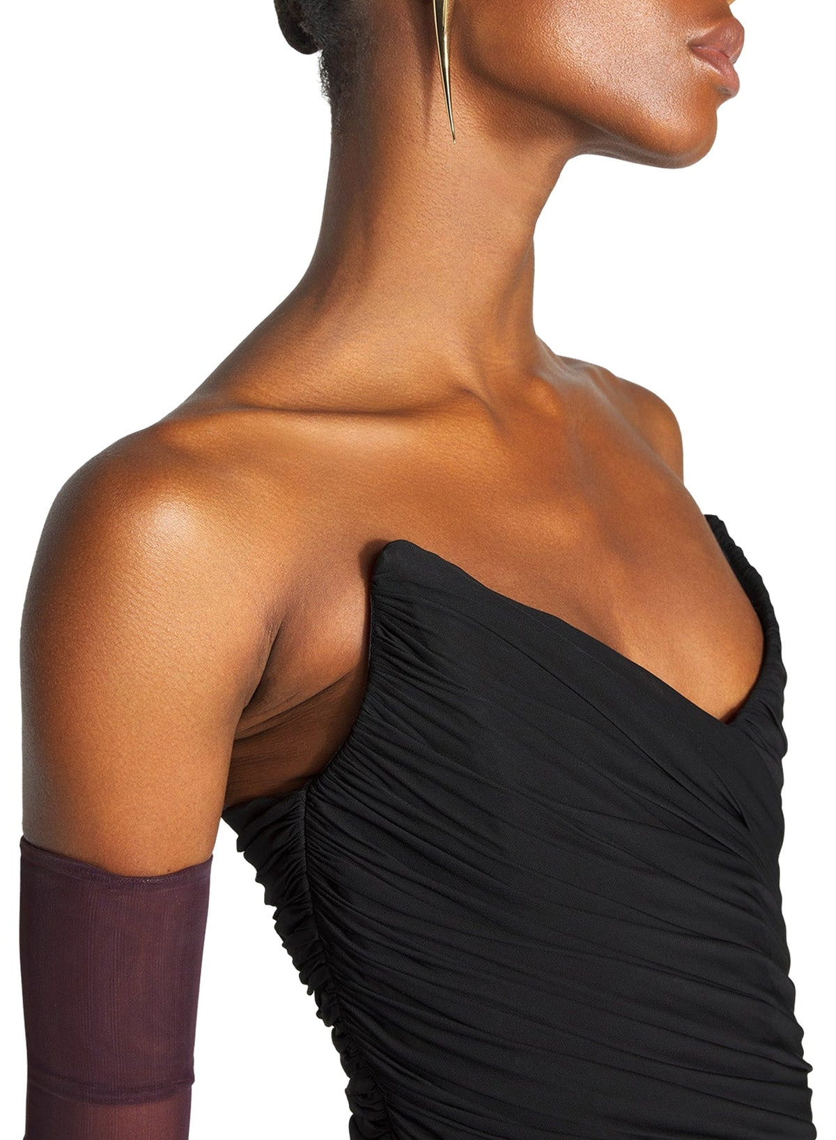 BLACK // black draped bustier mini dress