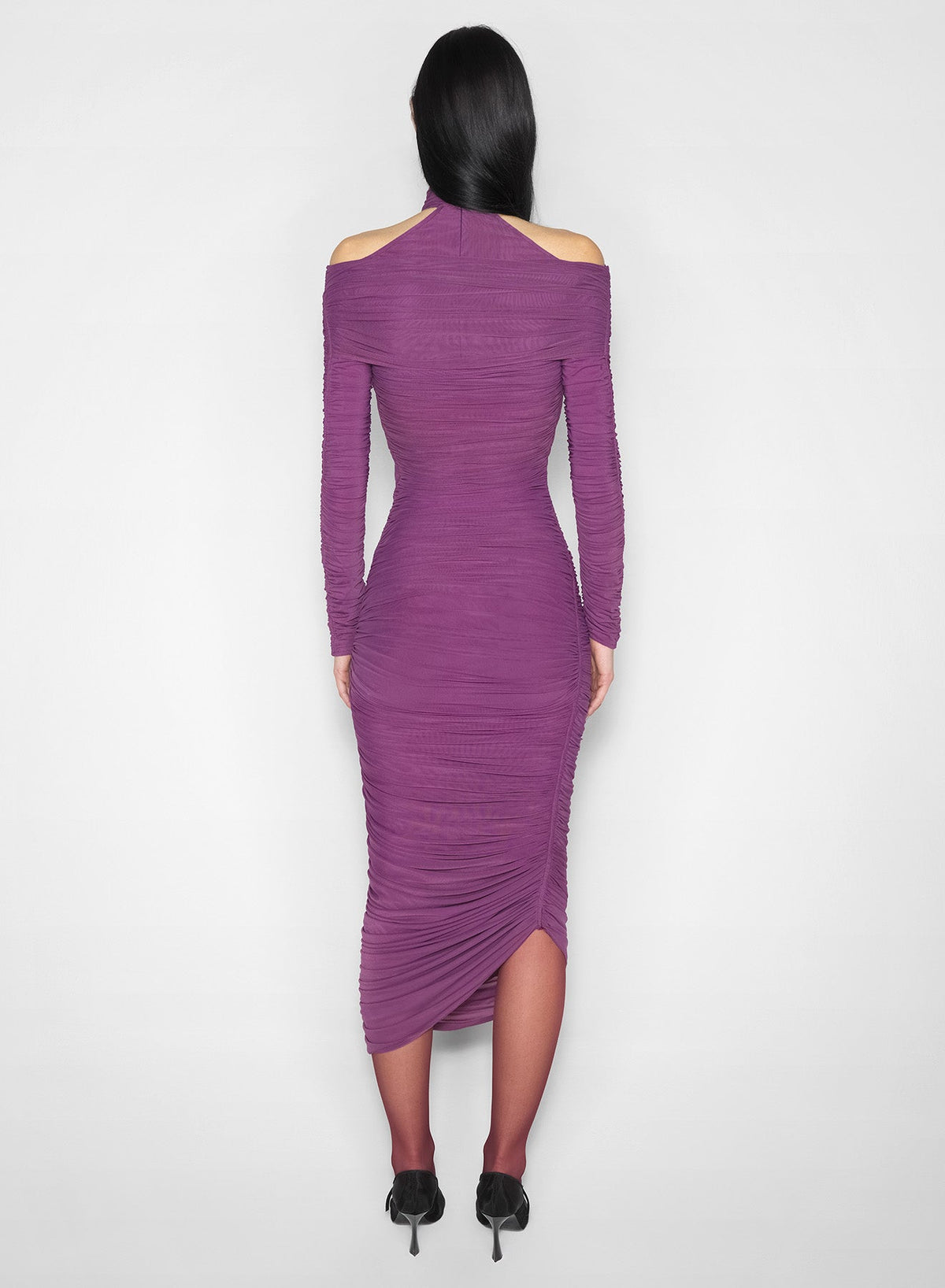 ANTIQUE PINK // pink draped halter dress