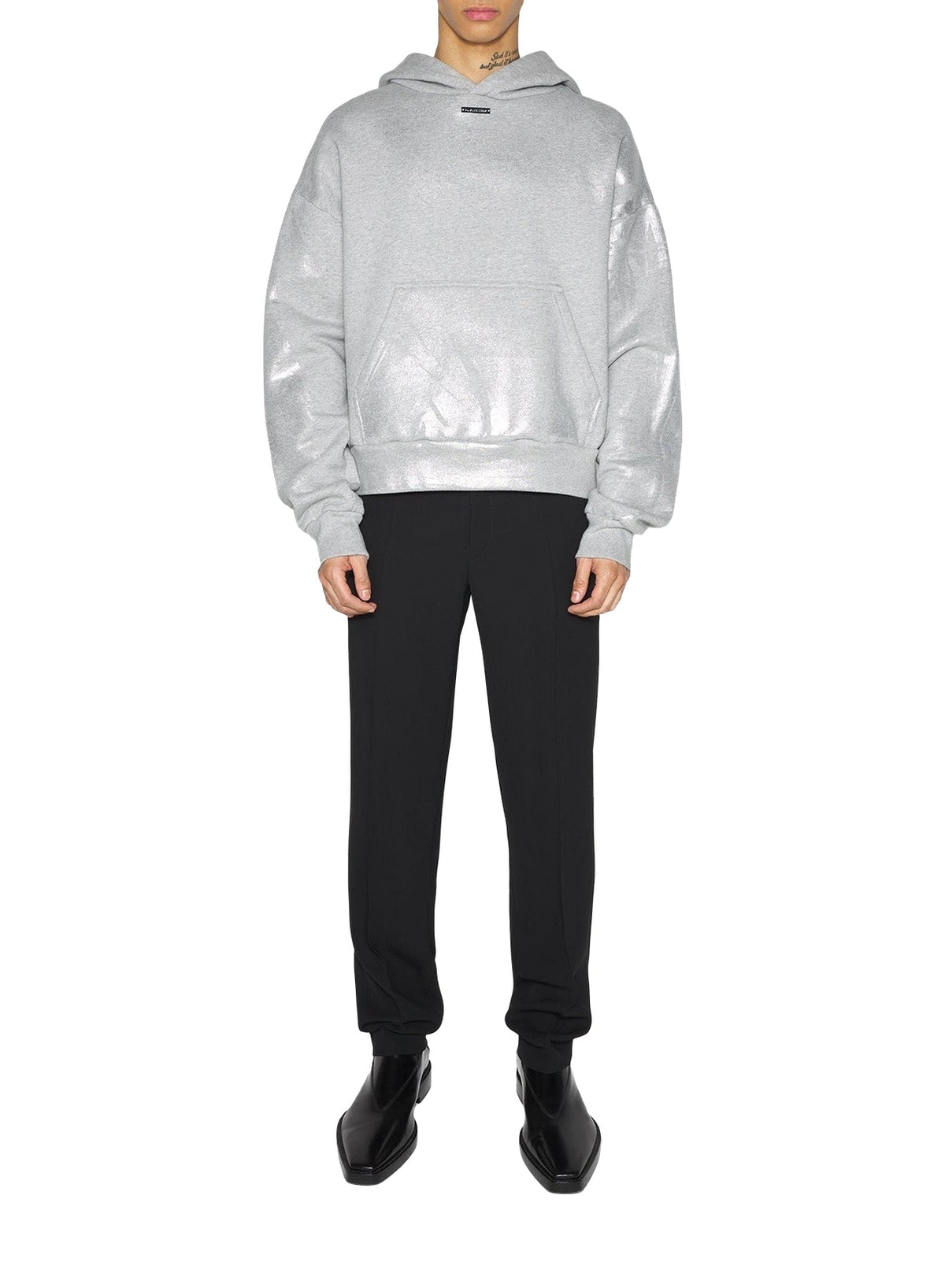 GREY MELANGE // grey logo hoodie
