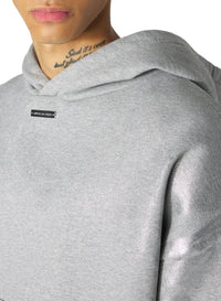 GREY MELANGE // grey logo hoodie