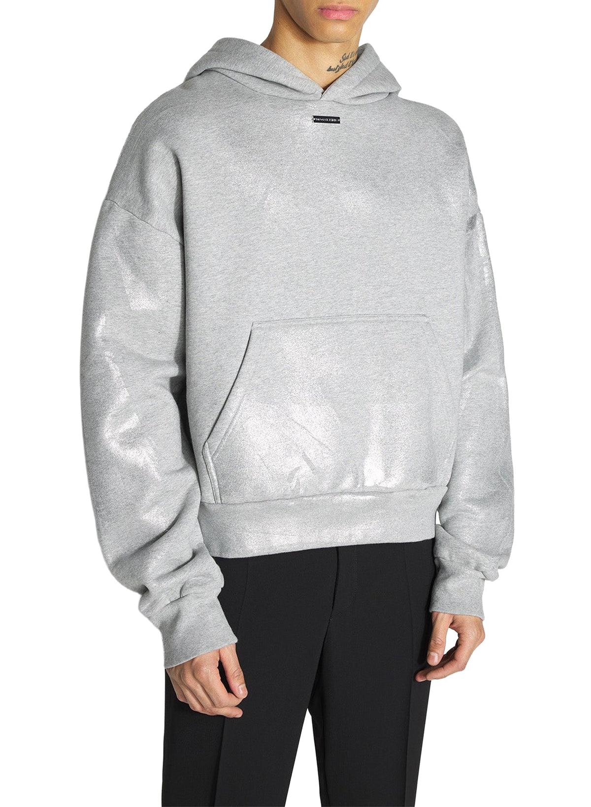 GREY MELANGE // grey logo hoodie