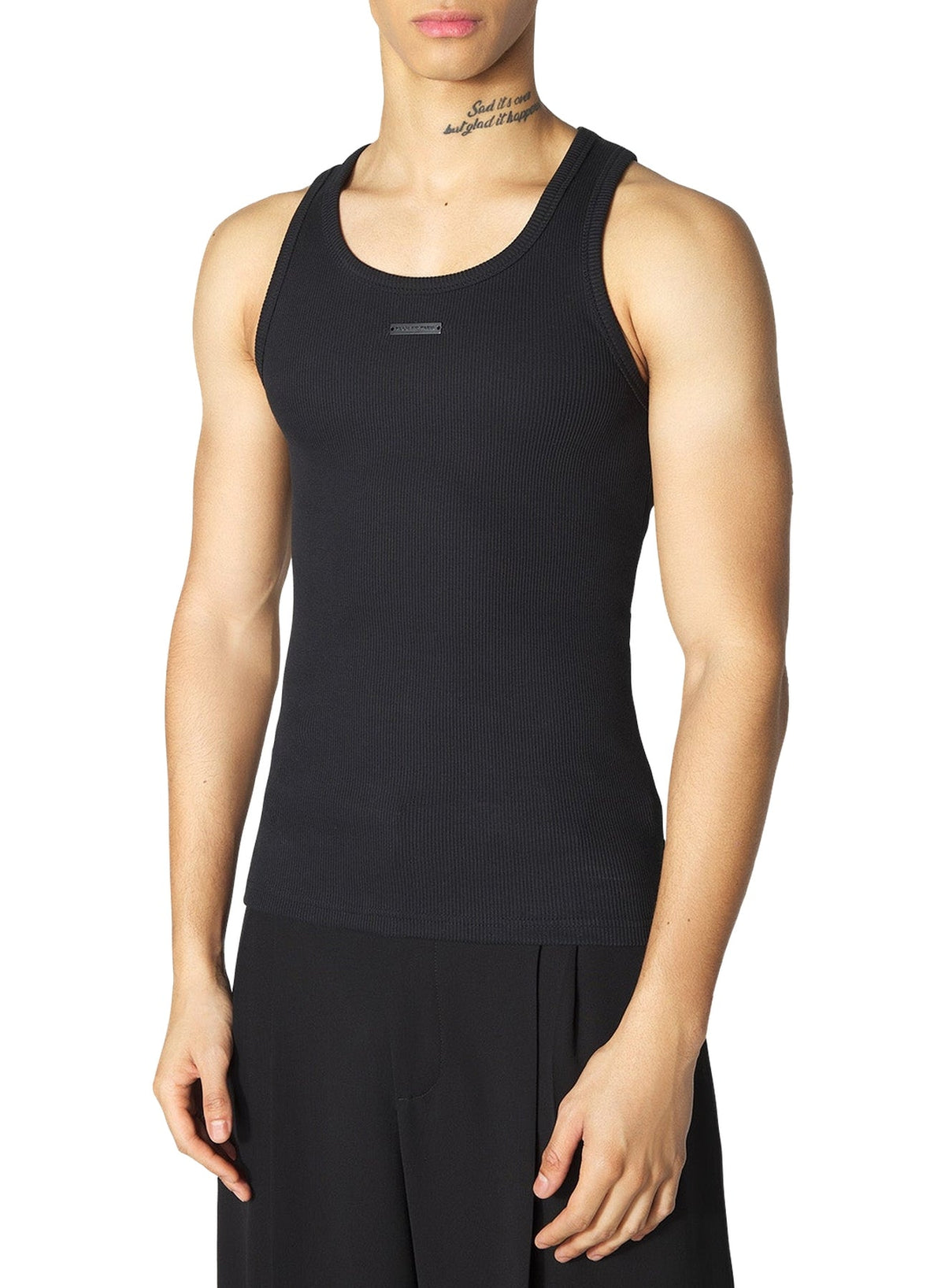 BLACK // black logo tank top