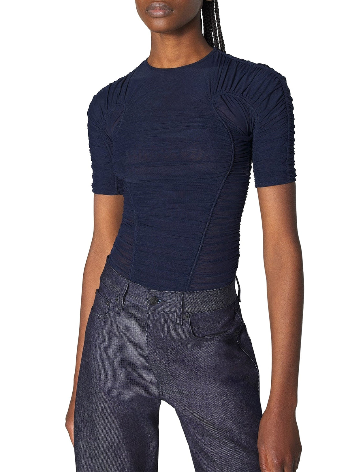 INK // ink blue ruched t-shirt