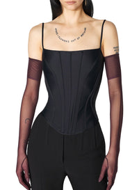 BLACK // black boned stretch top