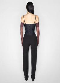 BLACK // black boned stretch top