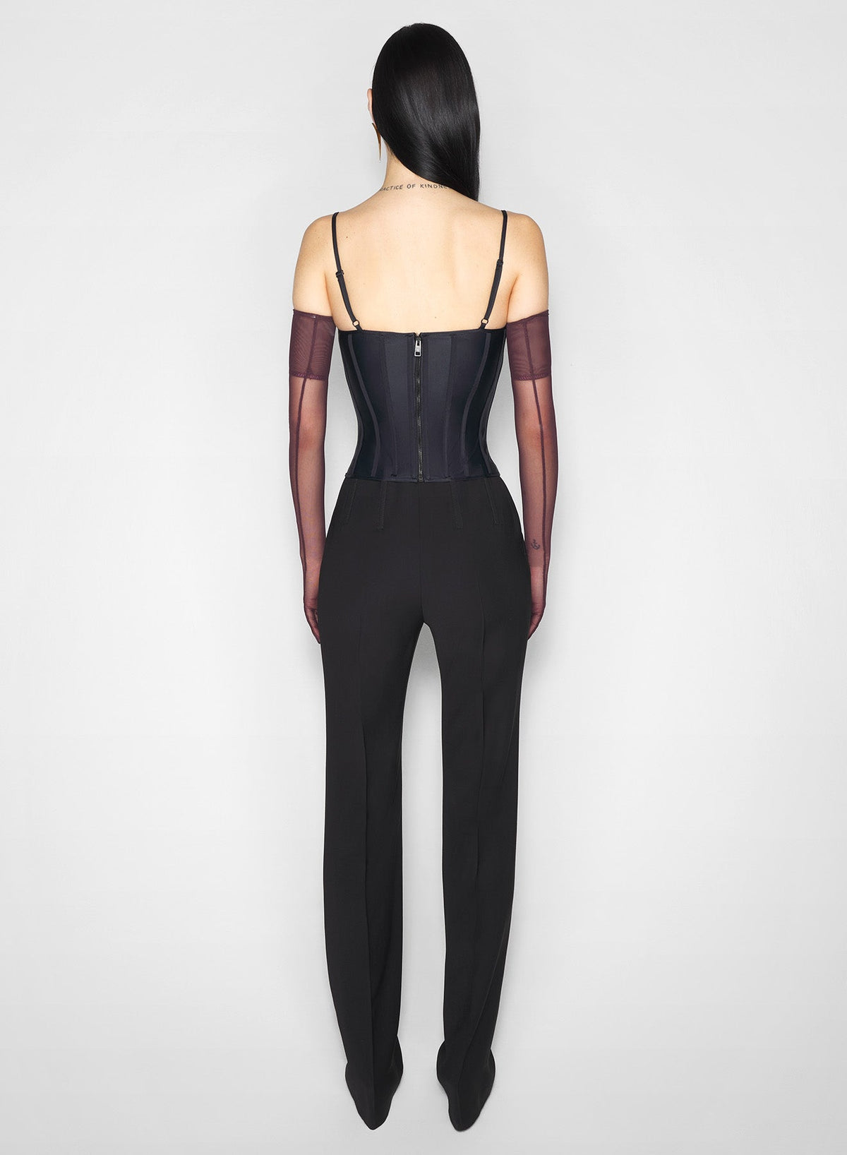BLACK // black boned stretch top