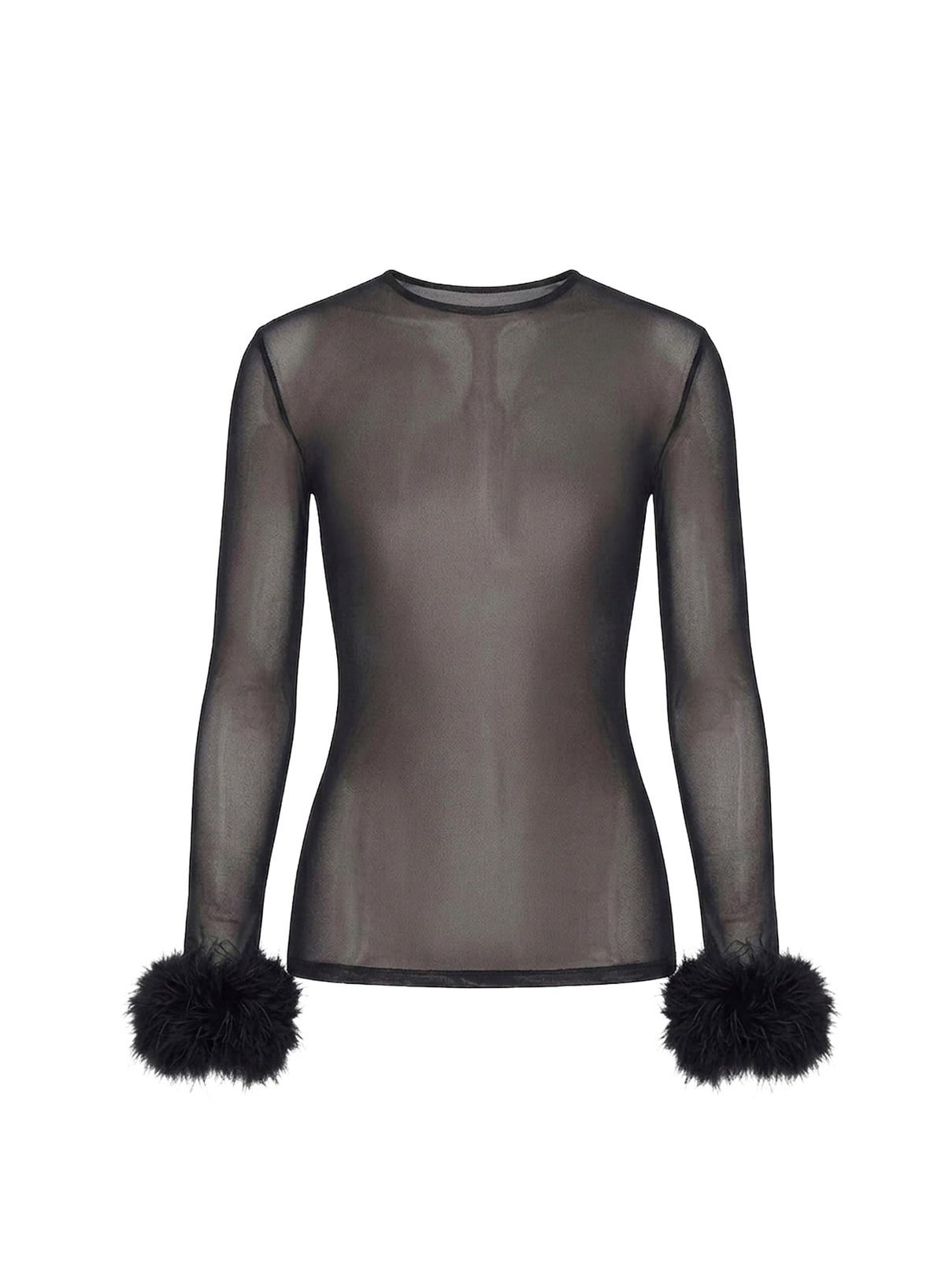 BLACK // black marabou mesh top