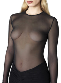 BLACK // black marabou mesh top