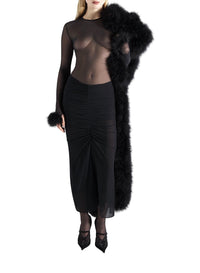 BLACK // black marabou mesh top