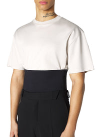 CEMENT / BLACK // grey boxy corset t-shirt