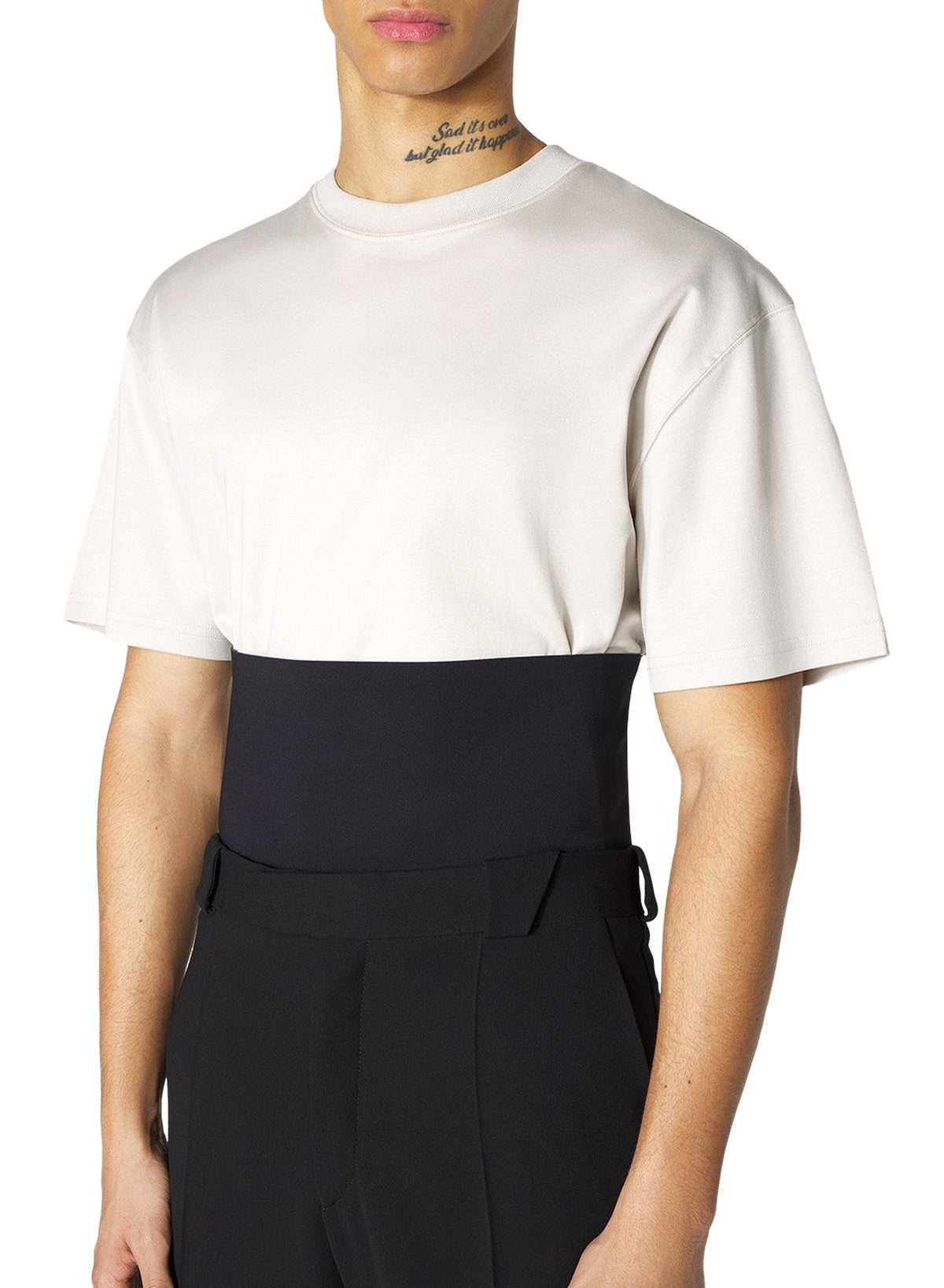 CEMENT / BLACK // grey boxy corset t-shirt