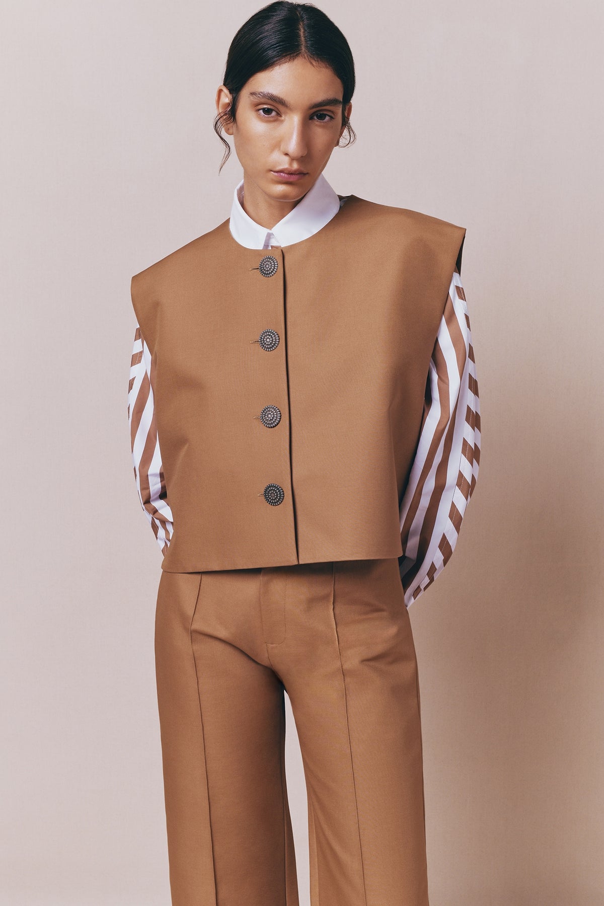 Veston carré Hernan en coton - Camel