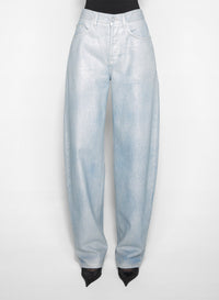 MEDIUM BLUE // blue laced-up wide-leg jeans