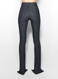 RAW BLUE // pierced raw denim skinny jeans