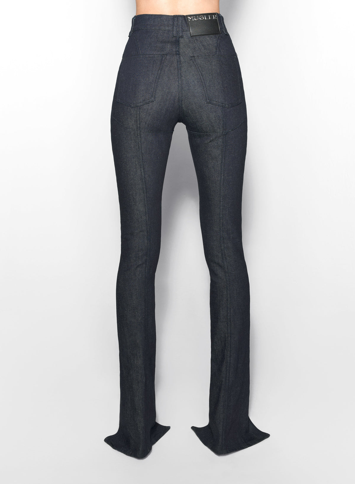 RAW BLUE // pierced raw denim skinny jeans