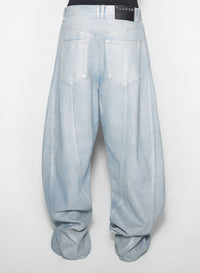 MEDIUM BLUE / SILVER // silver blue oversized spiral jeans