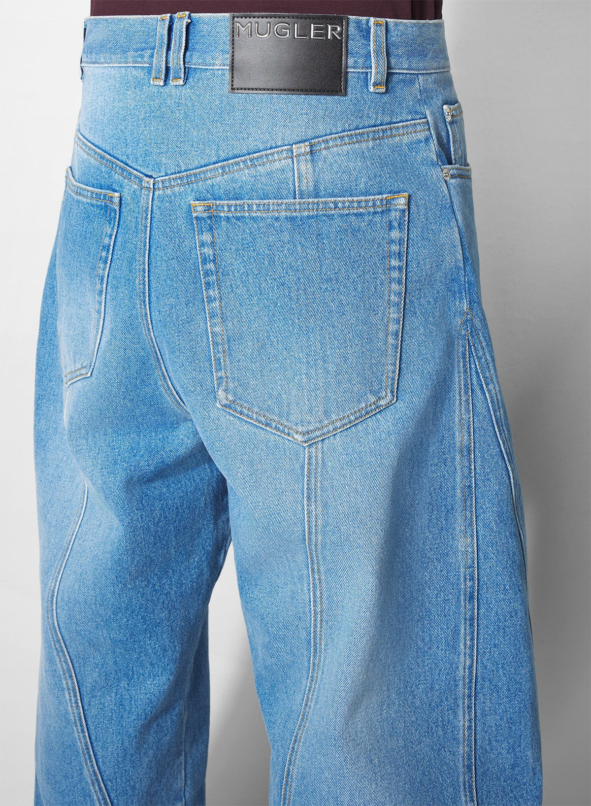 MEDIUM BLUE // washed blue oversized spiral jeans