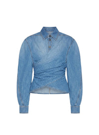 MEDIUM BLUE //  wrapped raw denim chambray shirt