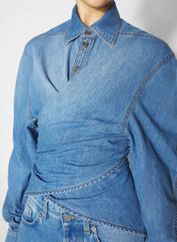 MEDIUM BLUE //  wrapped raw denim chambray shirt