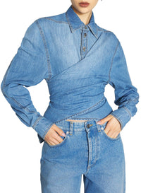 MEDIUM BLUE //  wrapped raw denim chambray shirt