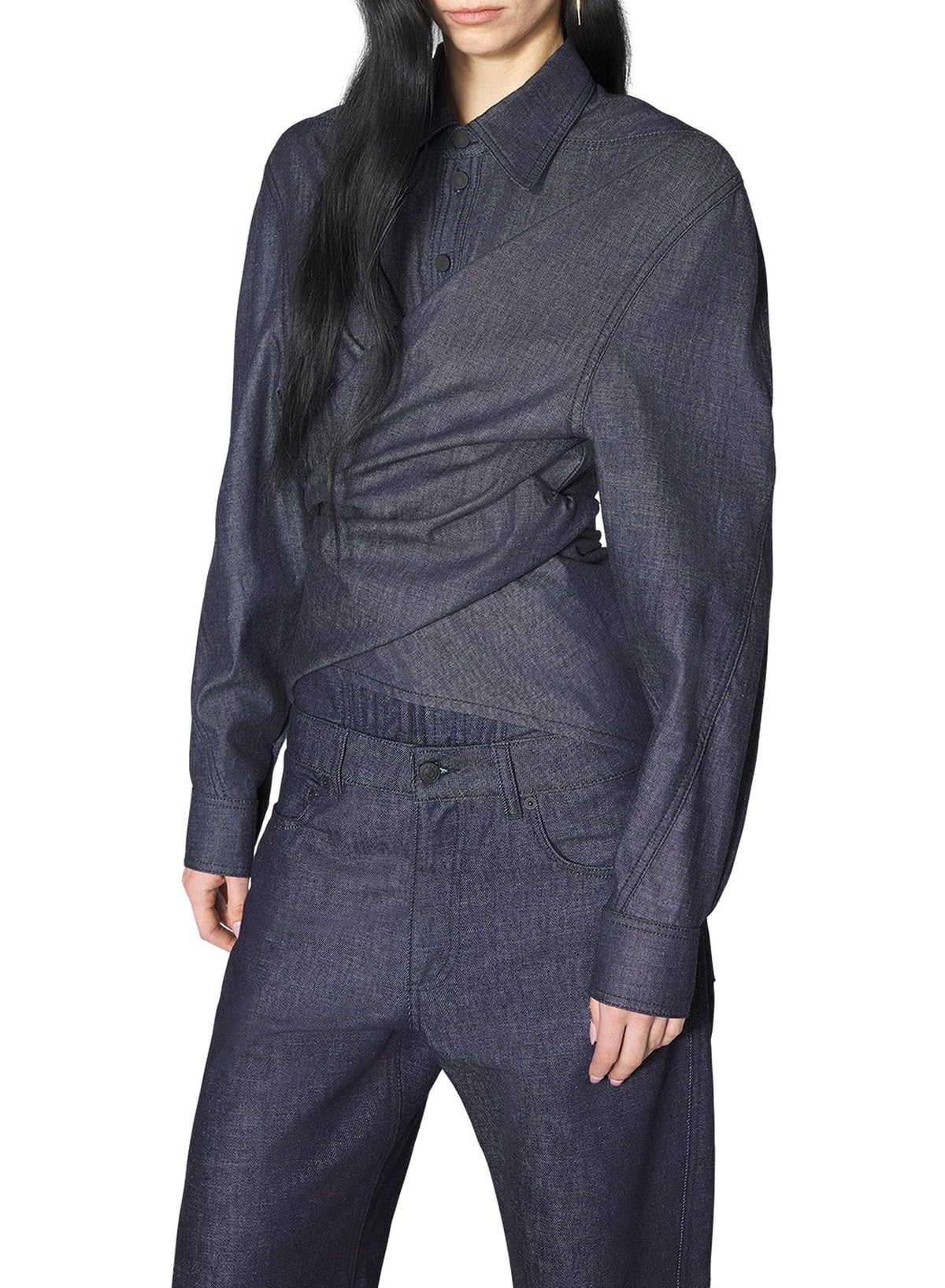 RAW BLUE //  wrapped raw denim chambray shirt