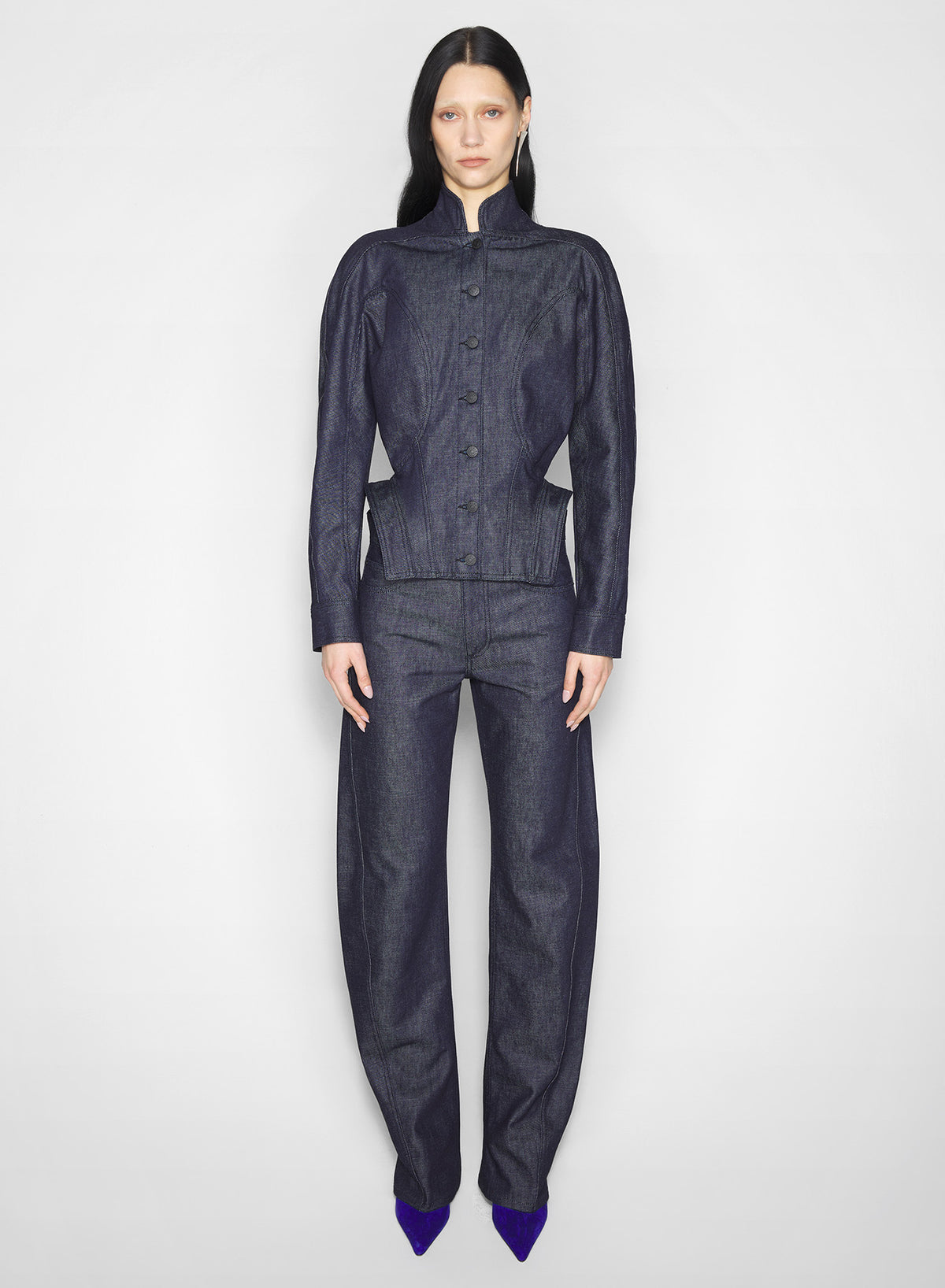 Veste sculpturale en denim brut - Raw Blue