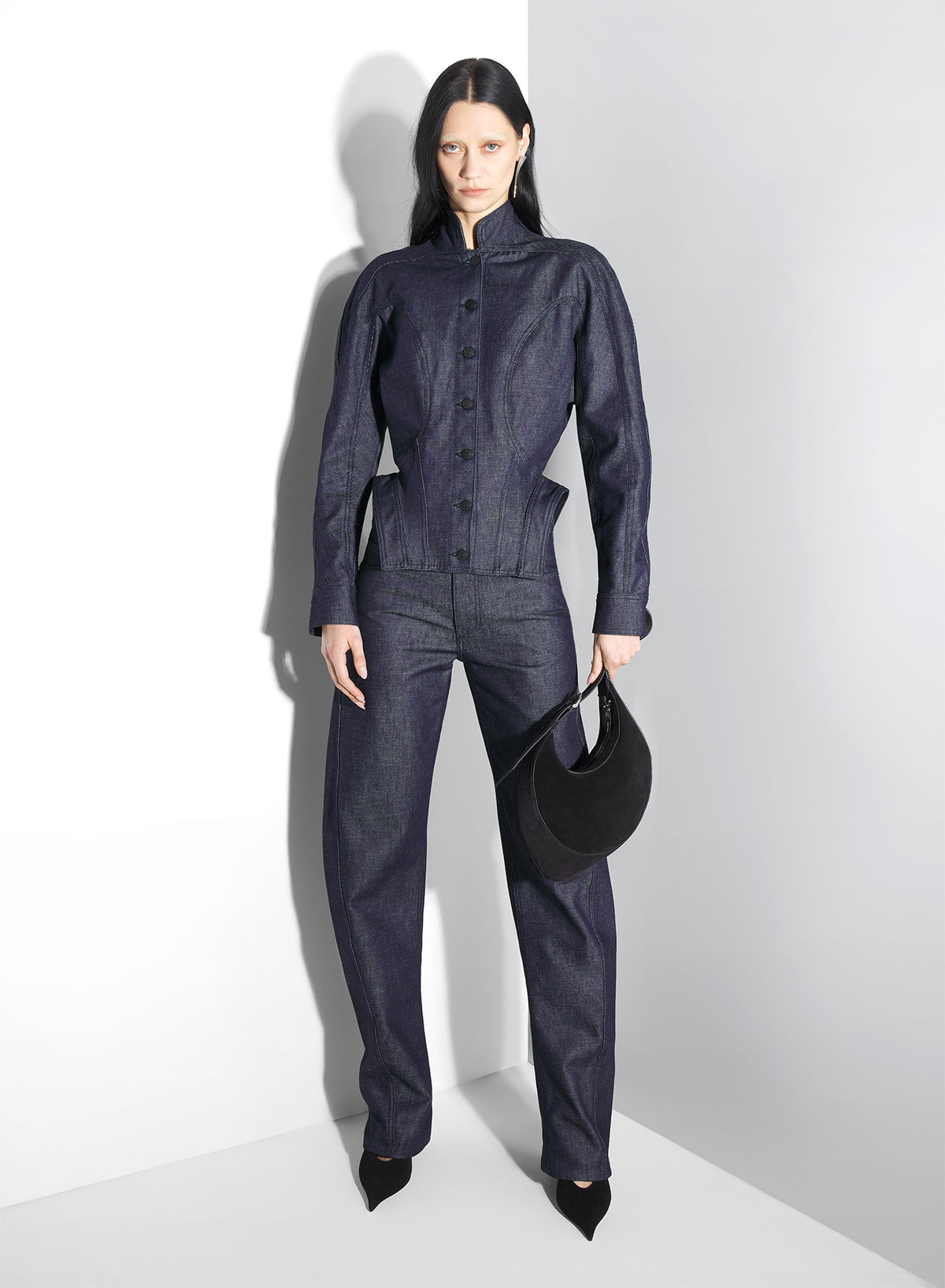 Veste sculpturale en denim brut - Raw Blue