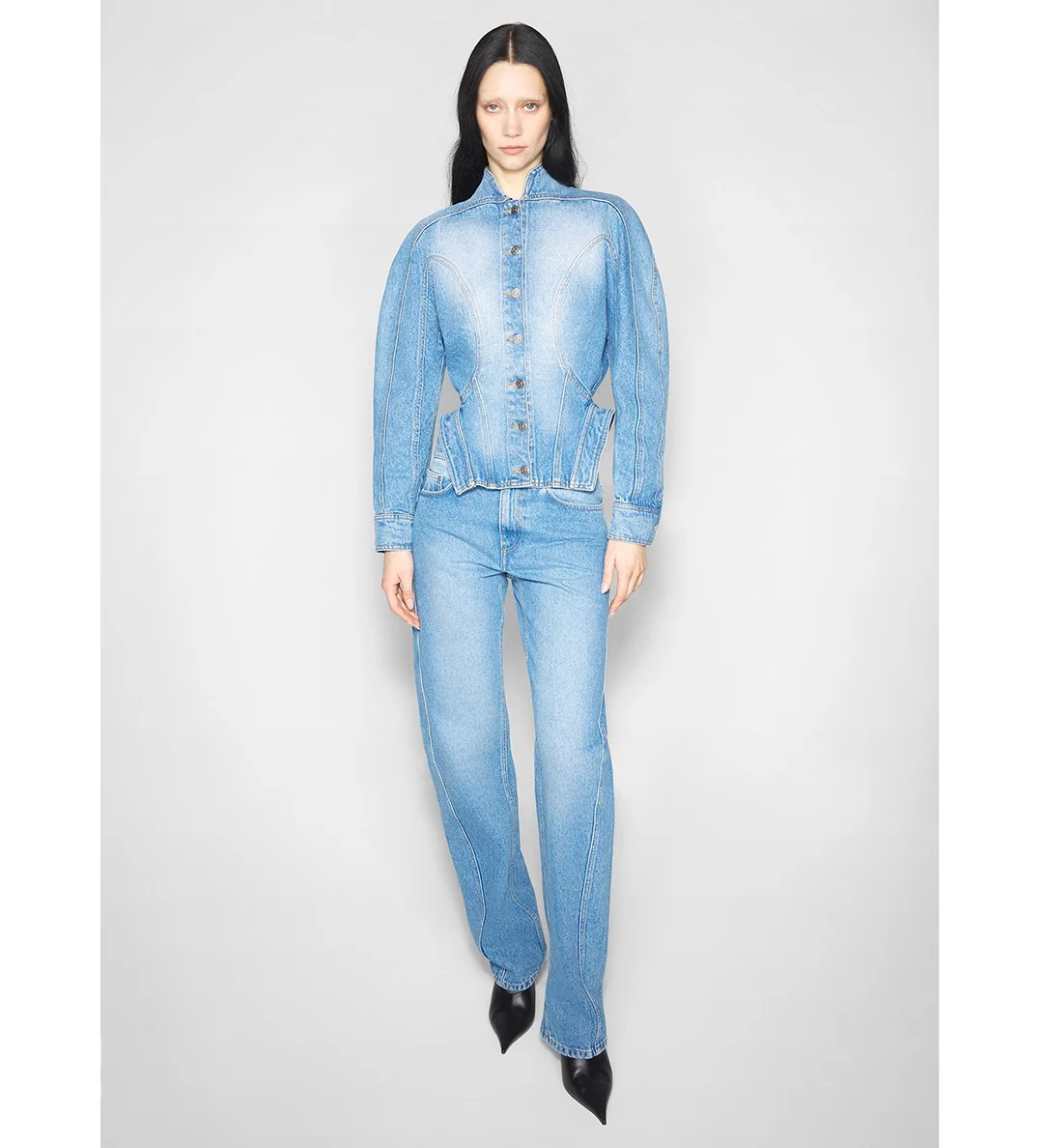 Veste sculpturale en denim - Medium Blue