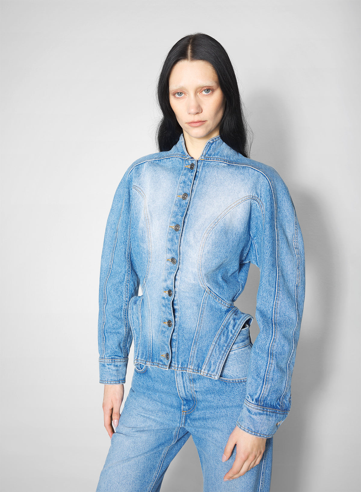 Veste sculpturale en denim - Medium Blue
