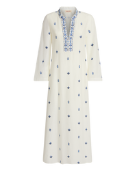 Caftan long à col tunisien - Milk