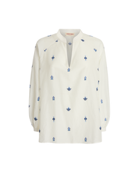 Ilizia blouse with tunisian collar - Milk