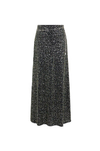 Long skirt in crepe with sequin embroidery details