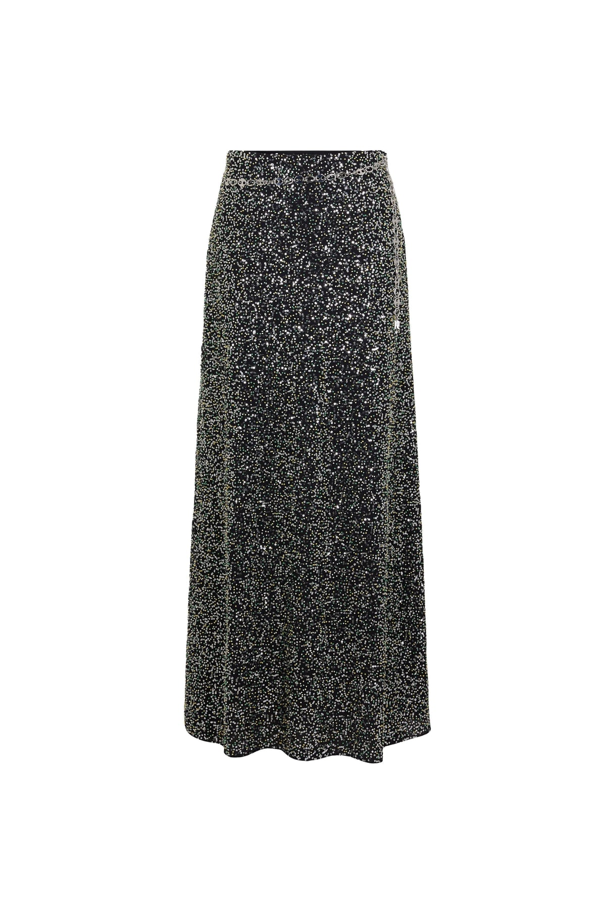 Long skirt in crepe with sequin embroidery details
