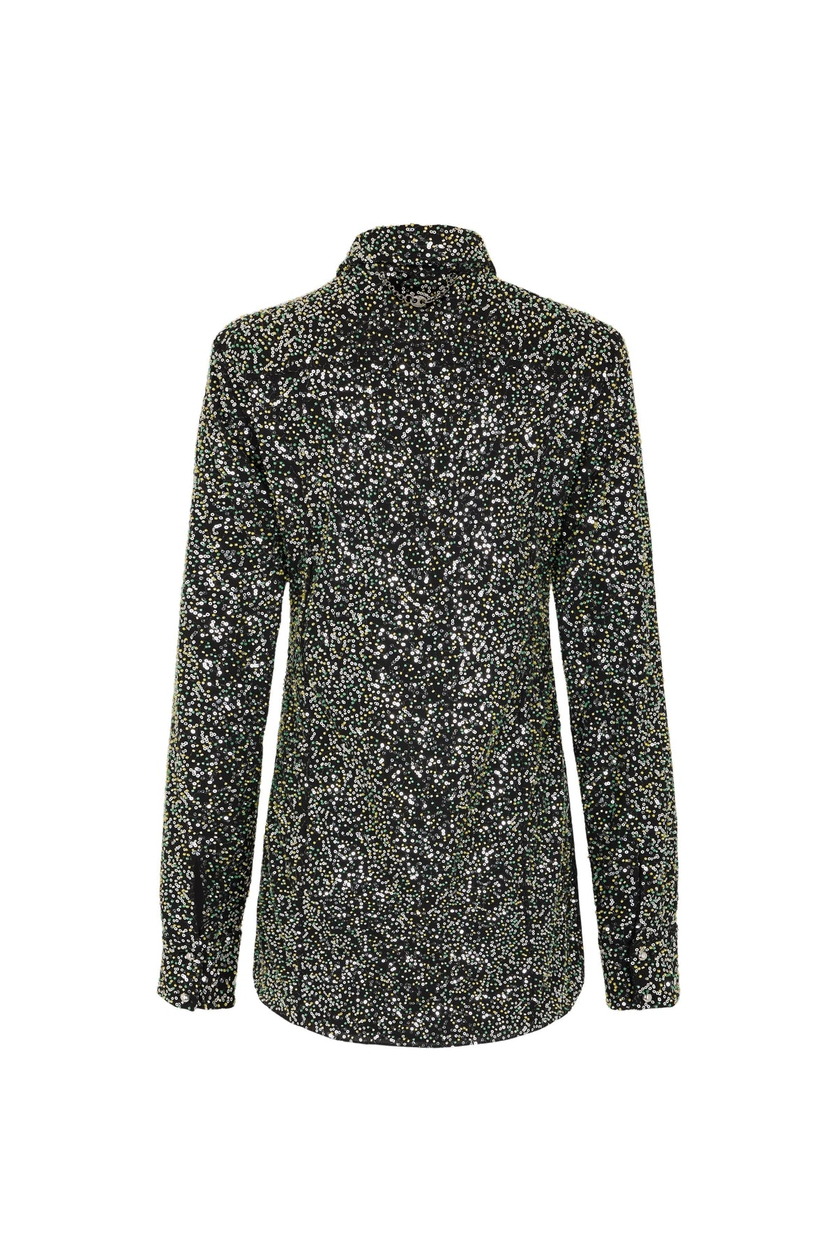 Shirt in crepe with sequin embroidery details