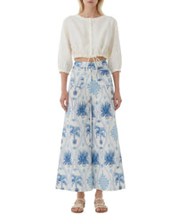 Wide-leg linen trousers - Blue