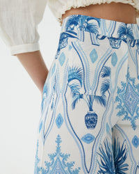 Wide-leg linen trousers - Blue