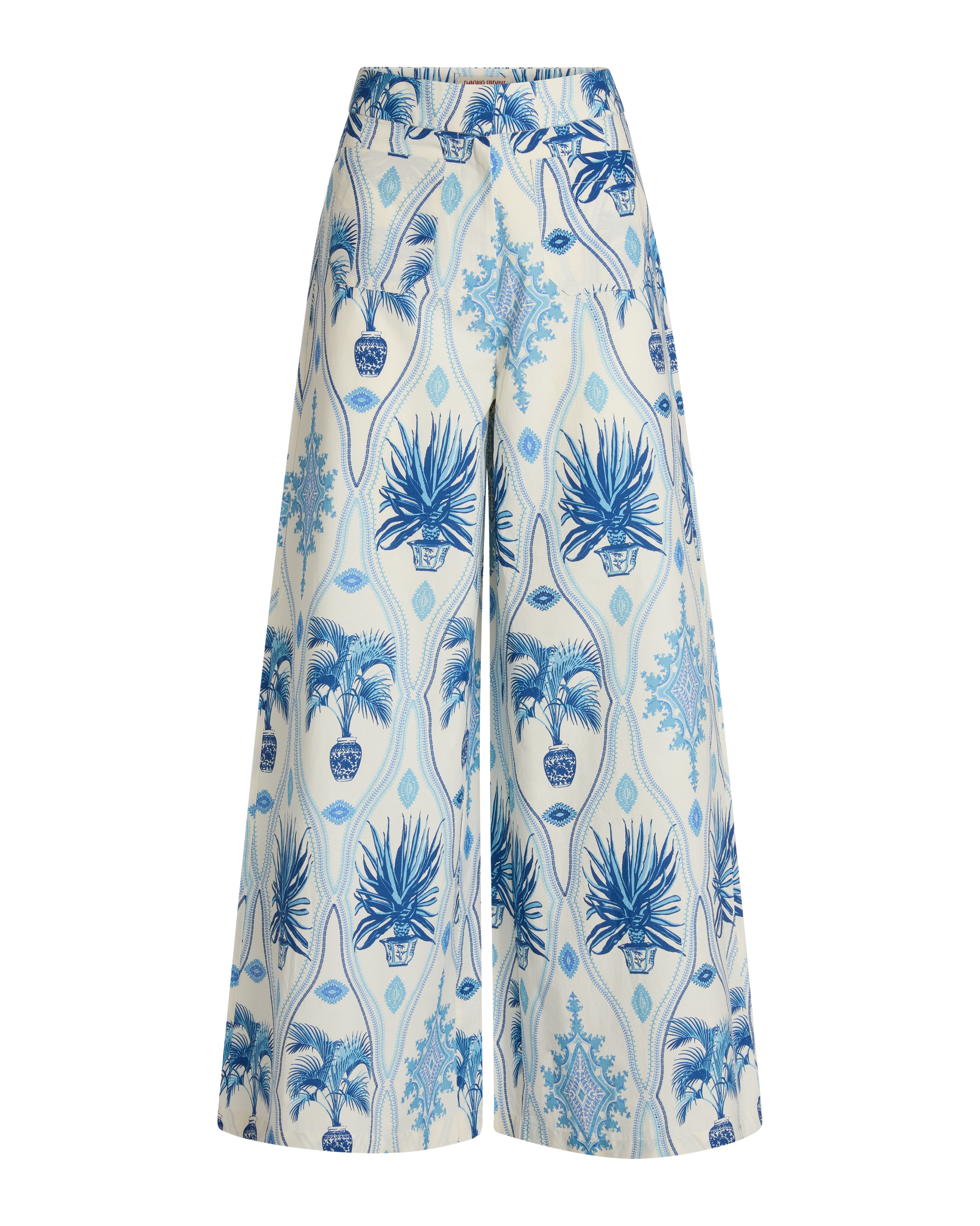 Wide-leg linen trousers - Blue