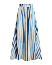 Long skirt in linen - Blue