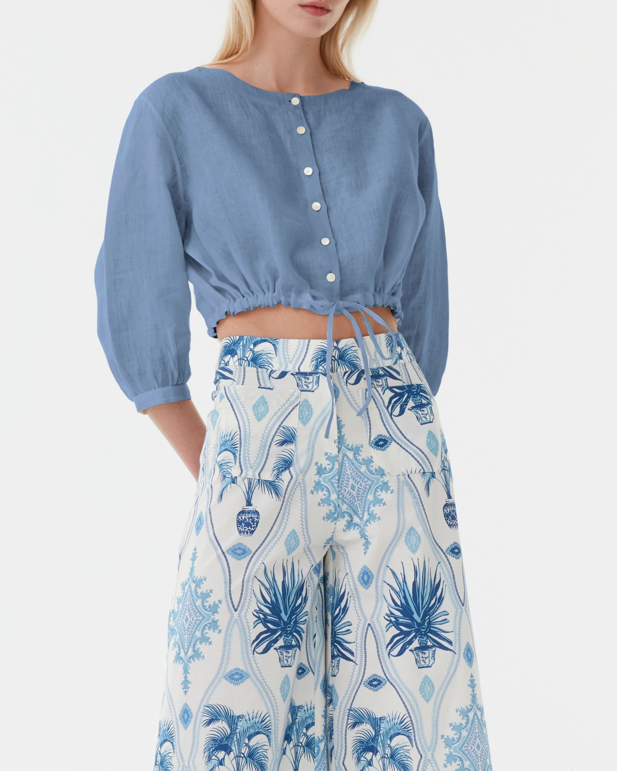 Jinny short blouse - Sky