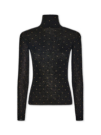 Second-skin turtleneck top in wool