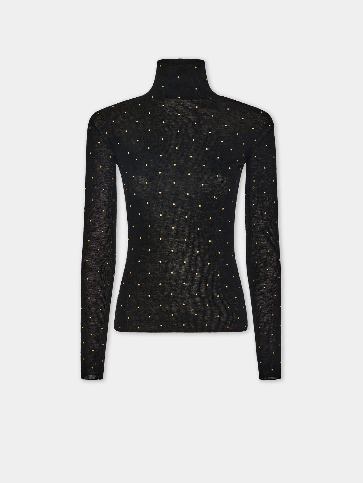Second-skin turtleneck top in wool