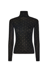 Second-skin turtleneck top in wool