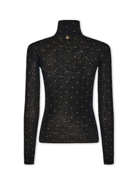 Second-skin turtleneck top in wool